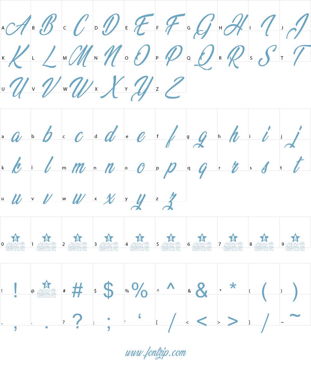 Wonderful Night Personal Use Font Character